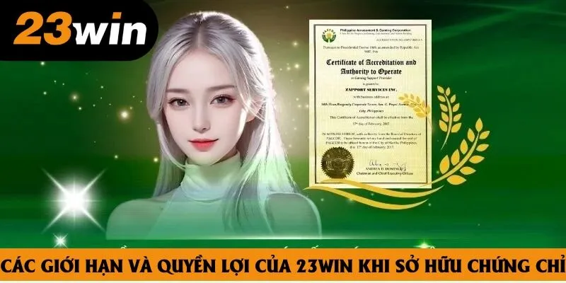 Các giới hạn và quyền lợi của 23WIN khi sở hữu chứng chỉ